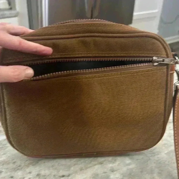 Lancel Paris Canvas Toiletry Dopp Bag Travel Camel Color Brown trim - Picture 7 of 12